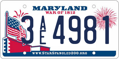 MD license plate 3AE4981