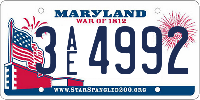 MD license plate 3AE4992