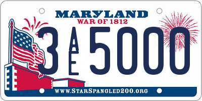 MD license plate 3AE5000