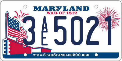 MD license plate 3AE5021