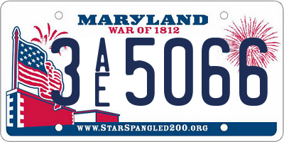 MD license plate 3AE5066