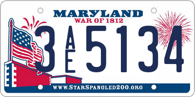 MD license plate 3AE5134