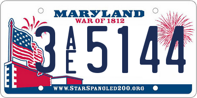 MD license plate 3AE5144