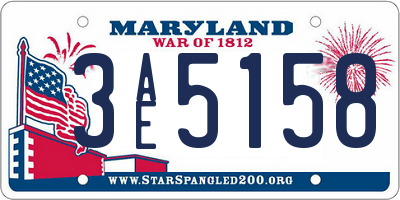 MD license plate 3AE5158