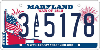 MD license plate 3AE5178