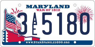 MD license plate 3AE5180