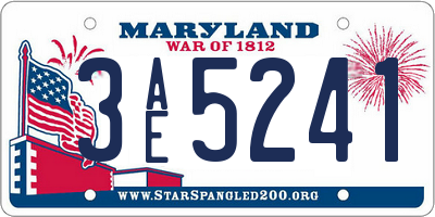 MD license plate 3AE5241