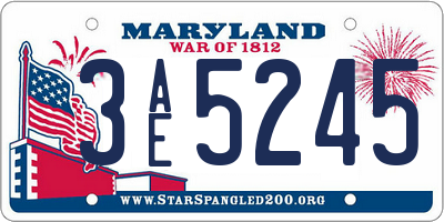 MD license plate 3AE5245