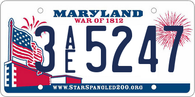 MD license plate 3AE5247