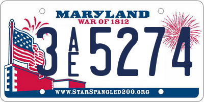 MD license plate 3AE5274