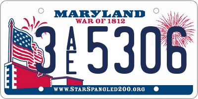 MD license plate 3AE5306