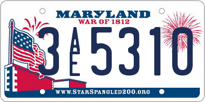 MD license plate 3AE5310