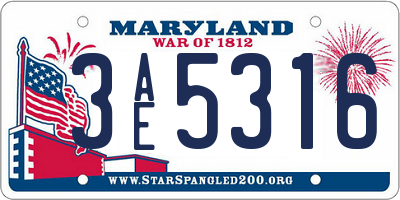 MD license plate 3AE5316