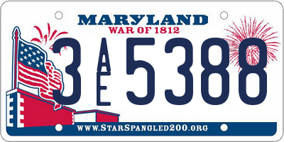 MD license plate 3AE5388