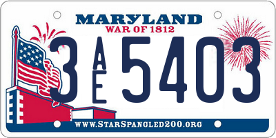MD license plate 3AE5403