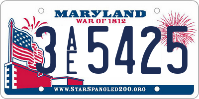 MD license plate 3AE5425