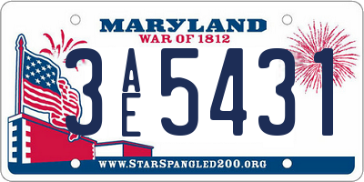 MD license plate 3AE5431