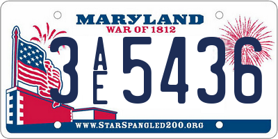MD license plate 3AE5436