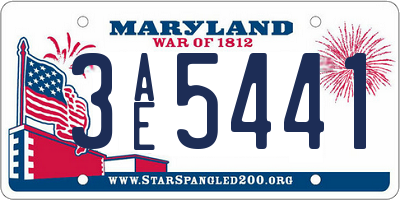 MD license plate 3AE5441
