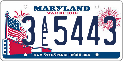 MD license plate 3AE5443