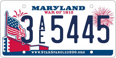 MD license plate 3AE5445