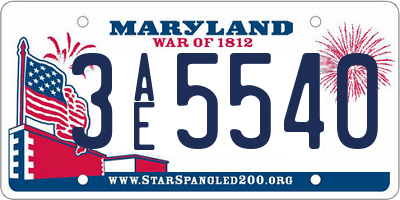 MD license plate 3AE5540