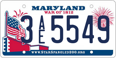 MD license plate 3AE5549