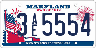 MD license plate 3AE5554