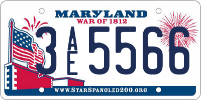MD license plate 3AE5566