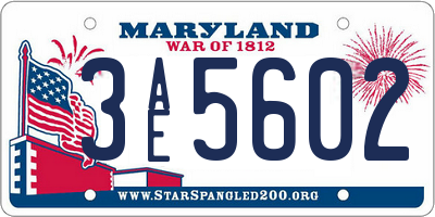 MD license plate 3AE5602