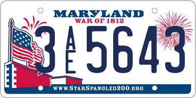 MD license plate 3AE5643