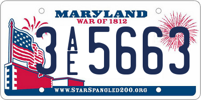 MD license plate 3AE5663