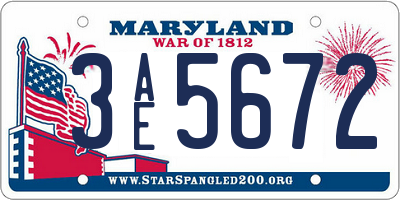MD license plate 3AE5672