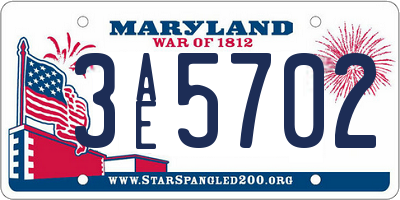 MD license plate 3AE5702