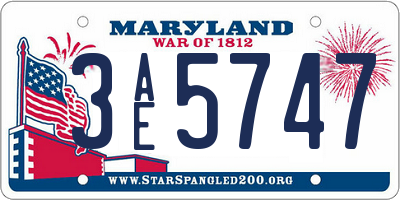 MD license plate 3AE5747