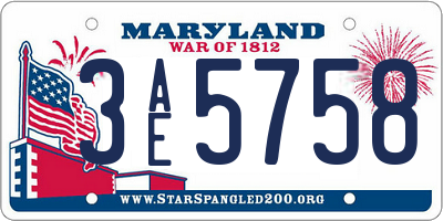 MD license plate 3AE5758