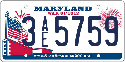 MD license plate 3AE5759