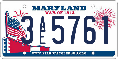 MD license plate 3AE5761