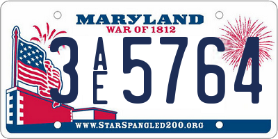 MD license plate 3AE5764