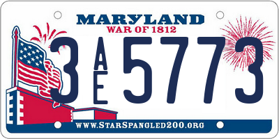 MD license plate 3AE5773