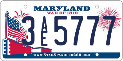 MD license plate 3AE5777