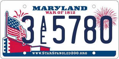 MD license plate 3AE5780