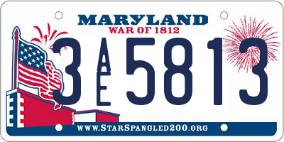 MD license plate 3AE5813