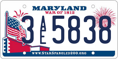 MD license plate 3AE5838