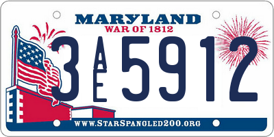 MD license plate 3AE5912