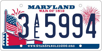 MD license plate 3AE5994
