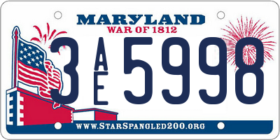 MD license plate 3AE5998
