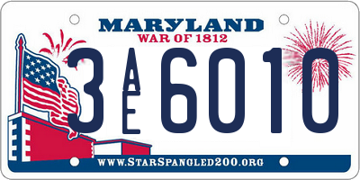 MD license plate 3AE6010