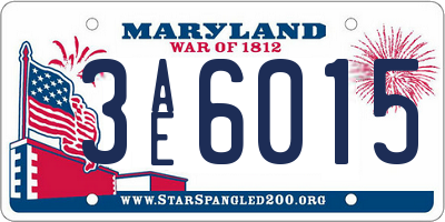 MD license plate 3AE6015