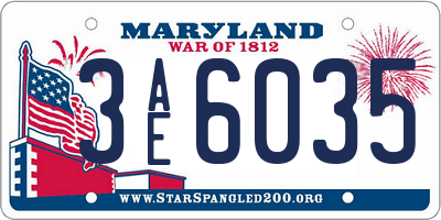 MD license plate 3AE6035